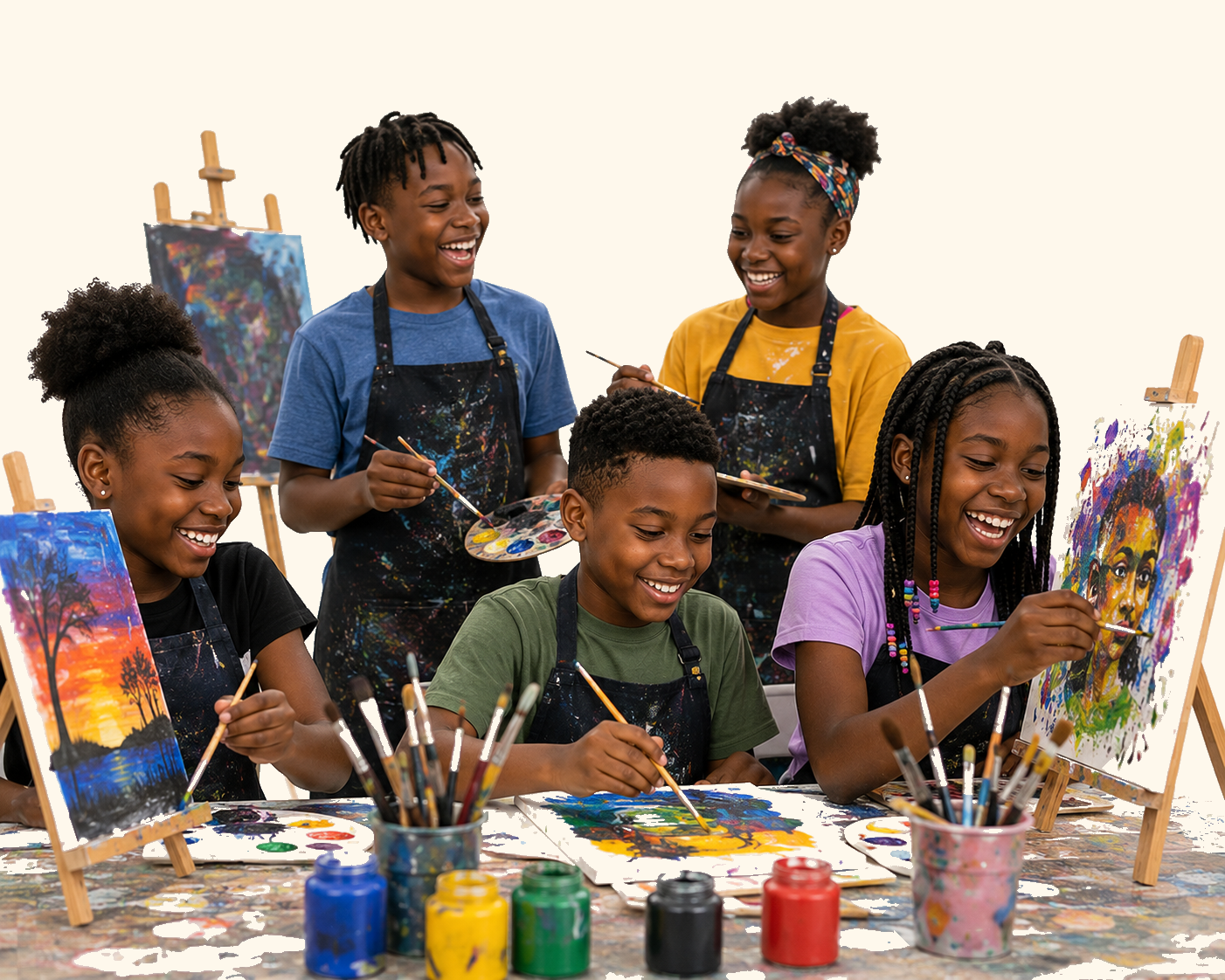 Campers painting and creating art